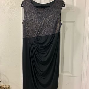 Blue/Gold Foil Top/Black Bottom Formal Dress